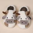 Chaussons femme vache gris peluche chaud cocooning