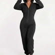 Combinaison pyjama polaire pilou pilou femme capuche noir ultra chaude sur modèle hiver 2026