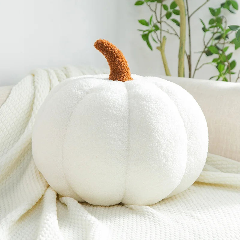 Coussin citrouille en peluche blanc oreiller doux décoratif