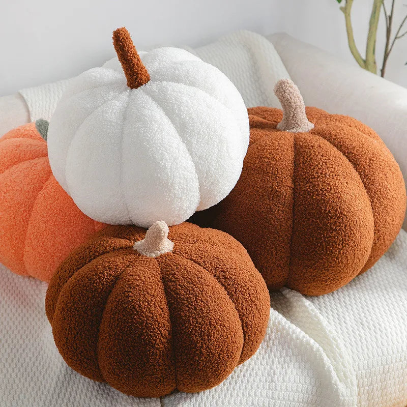 Coussins citrouille en peluche décoratifs cocooning plusieurs couleurs