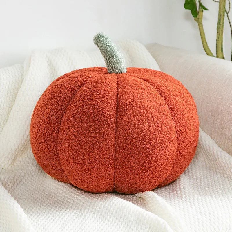 Coussin citrouille en peluche orange clair déco cocooning