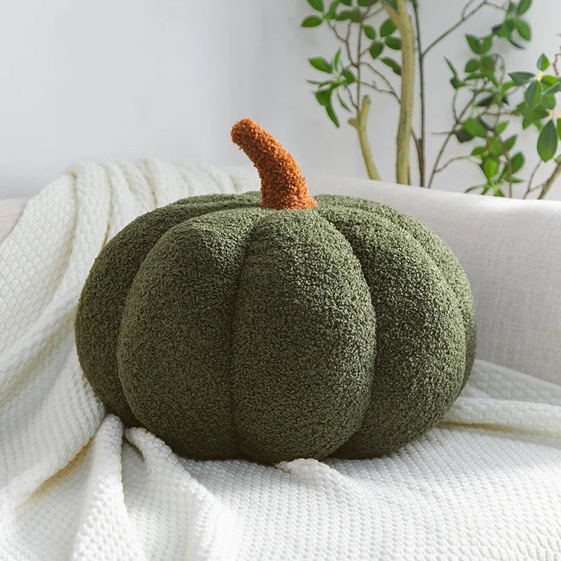 Coussin citrouille en peluche vert oreiller décoratif cocooning