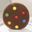 Coussin cookie chocolat en peluche avec pépites colorées déco