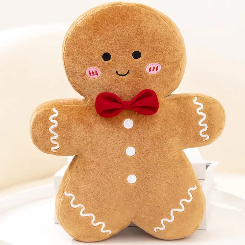 Coussin Noël bonhomme pain d’épices caramel peluche décoration