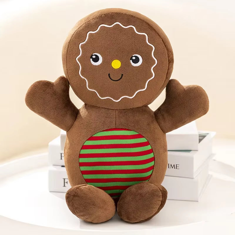 Coussin Noël bonhomme pain d’épices caramel peluche décoration