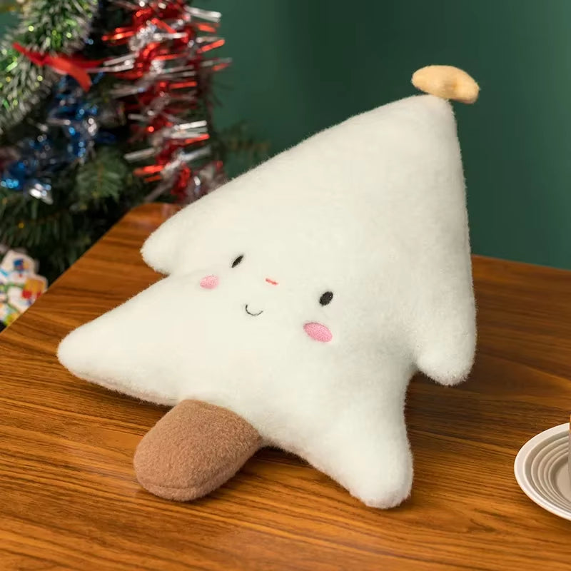 Coussin Noël sapin blanc peluche décoration hiver cosy