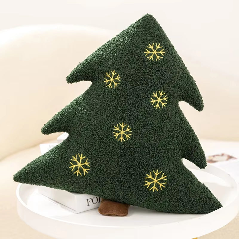 Coussin Noël sapin vert peluche déco salon hiver