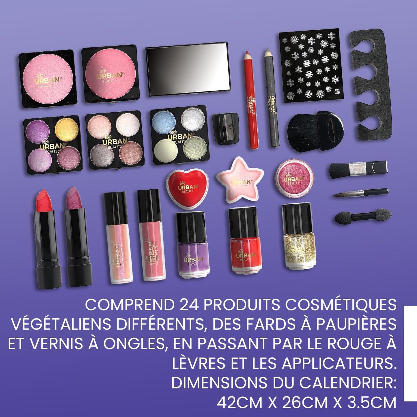 Calendrier De L'Avent Maquillage Vegan - Calendrier De L'Avent Beauté Pour 24 Jours - Coffret Cadeau Cosmétique Pour Femmes - Filles - Calendrier De L'Avent De Noël