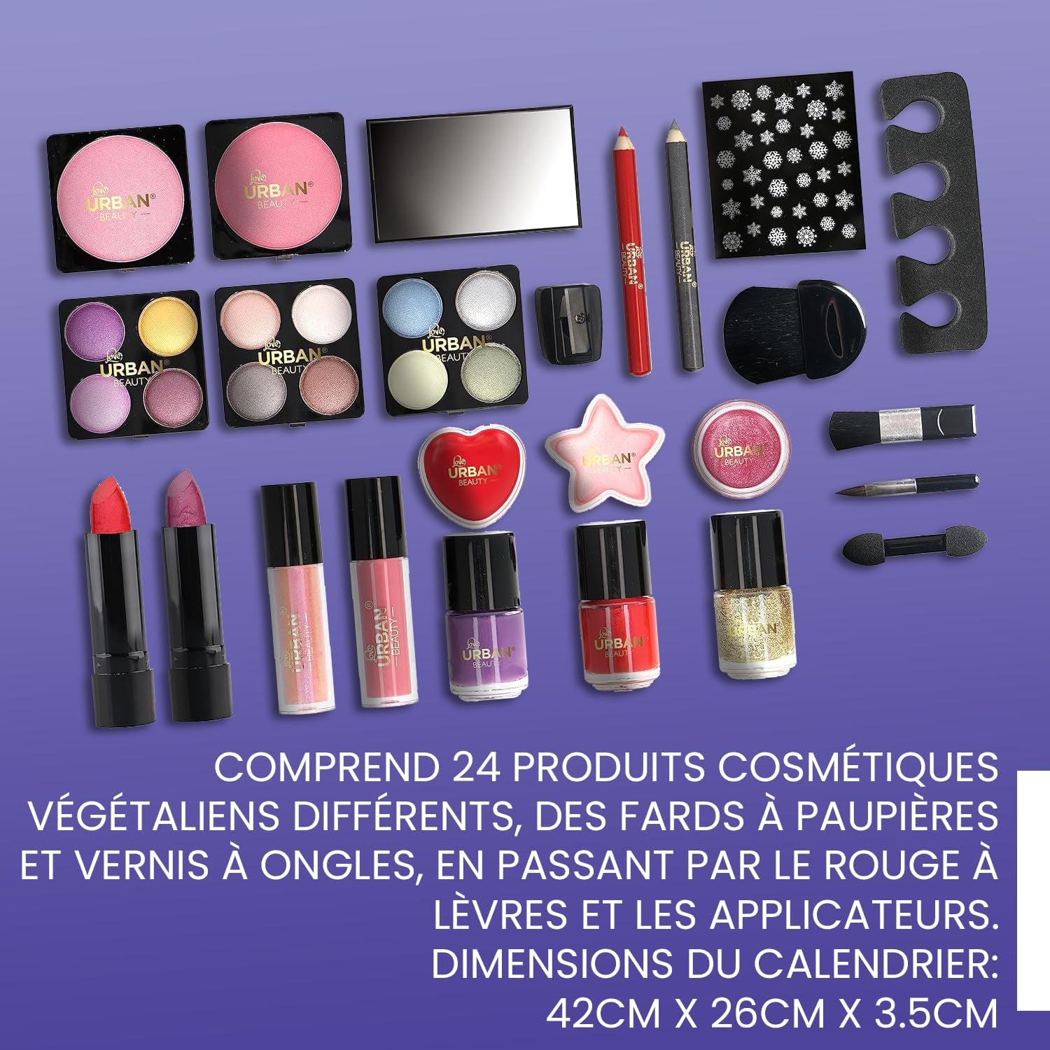 Calendrier De L'Avent Maquillage Vegan - Calendrier De L'Avent Beauté Pour 24 Jours - Coffret Cadeau Cosmétique Pour Femmes - Filles - Calendrier De L'Avent De Noël