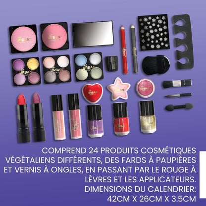 Calendrier De L'Avent Maquillage Vegan - Calendrier De L'Avent Beauté Pour 24 Jours - Coffret Cadeau Cosmétique Pour Femmes - Filles - Calendrier De L'Avent De Noël