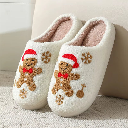Christmas Slippers Women'S Men Home Bedroom Shoes Winter Men'S Female Indoor Plush Soft Fluffy Living Room Floor Flip Flops