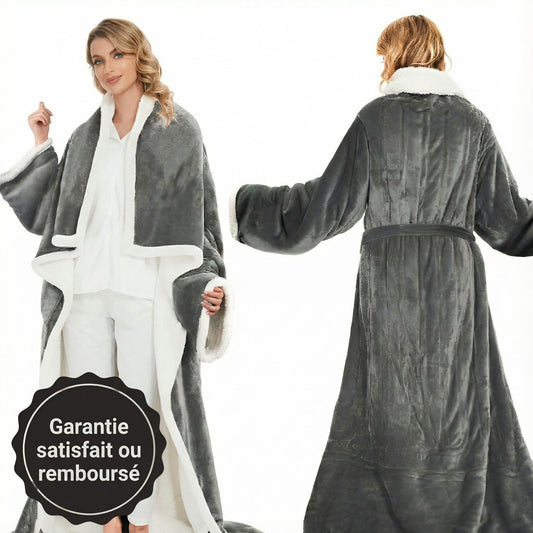 Couverture chauffante en flanelle avec pochette pour pieds – plaid électrique gris à 8 niveaux de chaleur, minuterie 10h