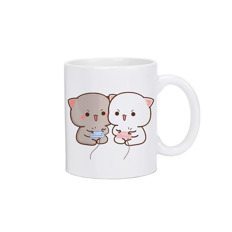 Mug kawaii pandas avec cœurs roses tasse cadeau hiver 2026