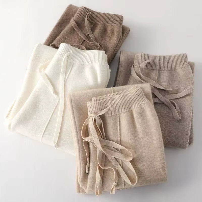 Pantalon loungewear femme laine cachemire style homewear confortable