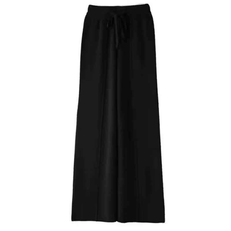 Pantalon femme laine cachemire noir coupe ample hiver printemps