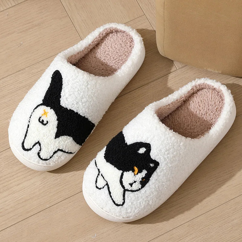 Pantoufles femme confort motif chat et teckel