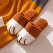 Pantoufles femme hiver patte de chat caramel chaussons peluche moelleux