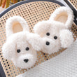 Pantoufles mules femme hiver motif chien blanc fourrées antidérapantes