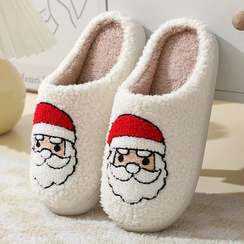 Pantoufles de Noël en peluche père Noël chaussons intérieur moelleux hiver