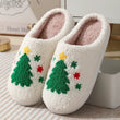 Pantoufles de Noël en peluche sapin de Noël chaussons intérieur moelleux hiver