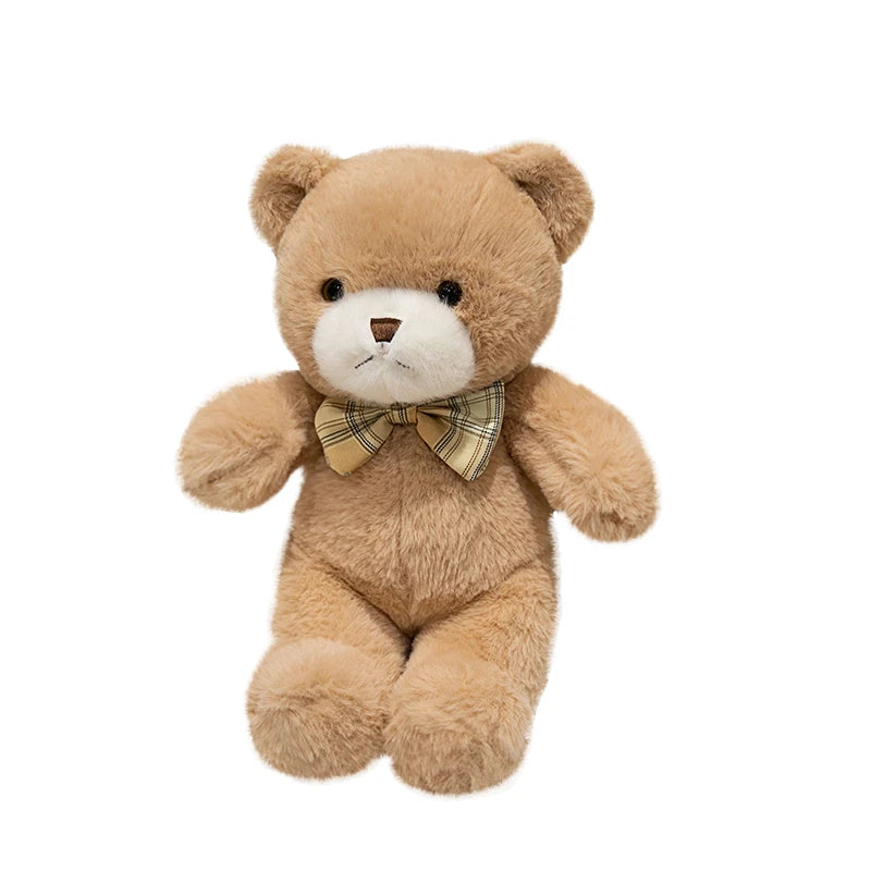 Peluche ours 30 cm marron avec nœud papillon doudou cocooning ultra doux