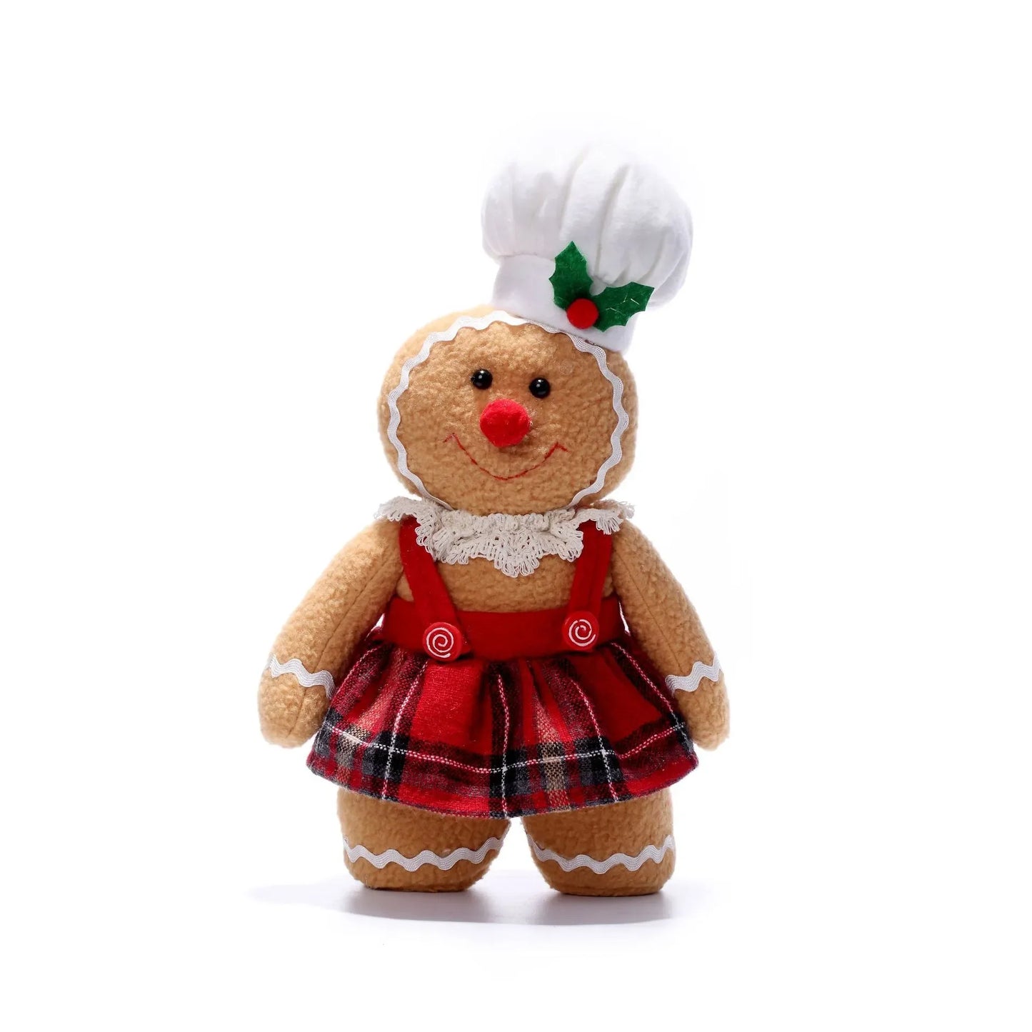 Peluche bonhomme pain d’épices Noël madame détail robe et accessoires