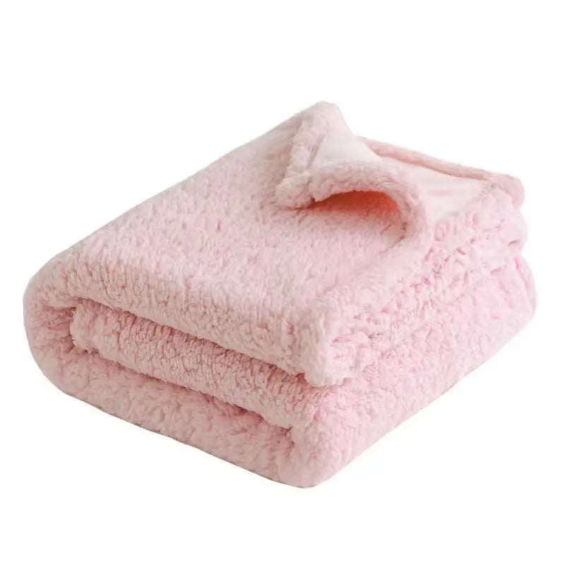 Plaid sherpa shaggy rose plié couverture douce chaude hiver