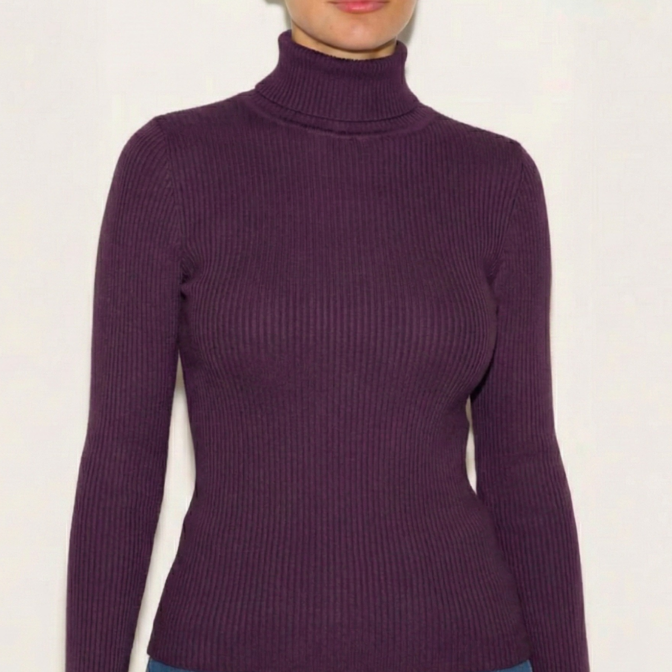 Pull col roulé femme côtelé maille douce violet chaud hiver printemps 2026