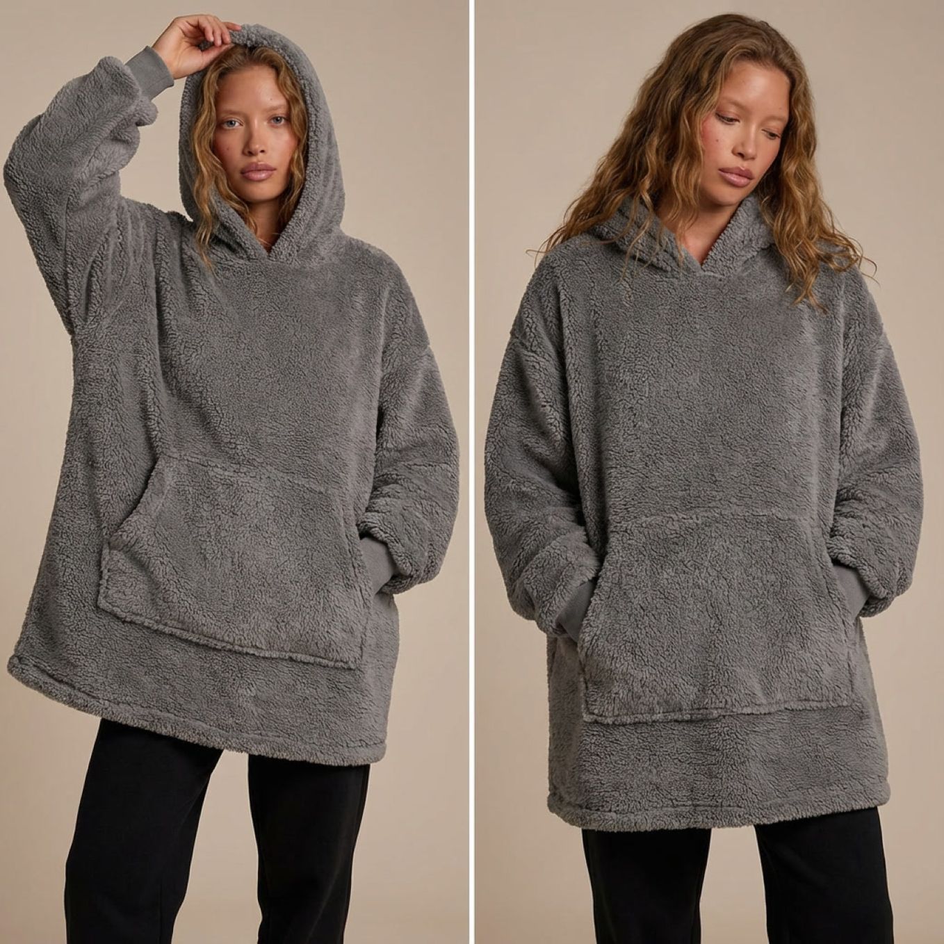 Pull plaid polaire PILOU PILOU oversize épais – Hiver & printemps 2026