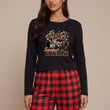 Haut de pyjama femme manches longues motif voiture avec pantalon à carreaux hiver printemps 2026