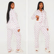 Pyjama femme deux pièces manches longues blanc à cœurs rouges – hiver printemps 2026