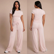 Pyjama femme en modal manches courtes rose sur modèle printemps été 2026