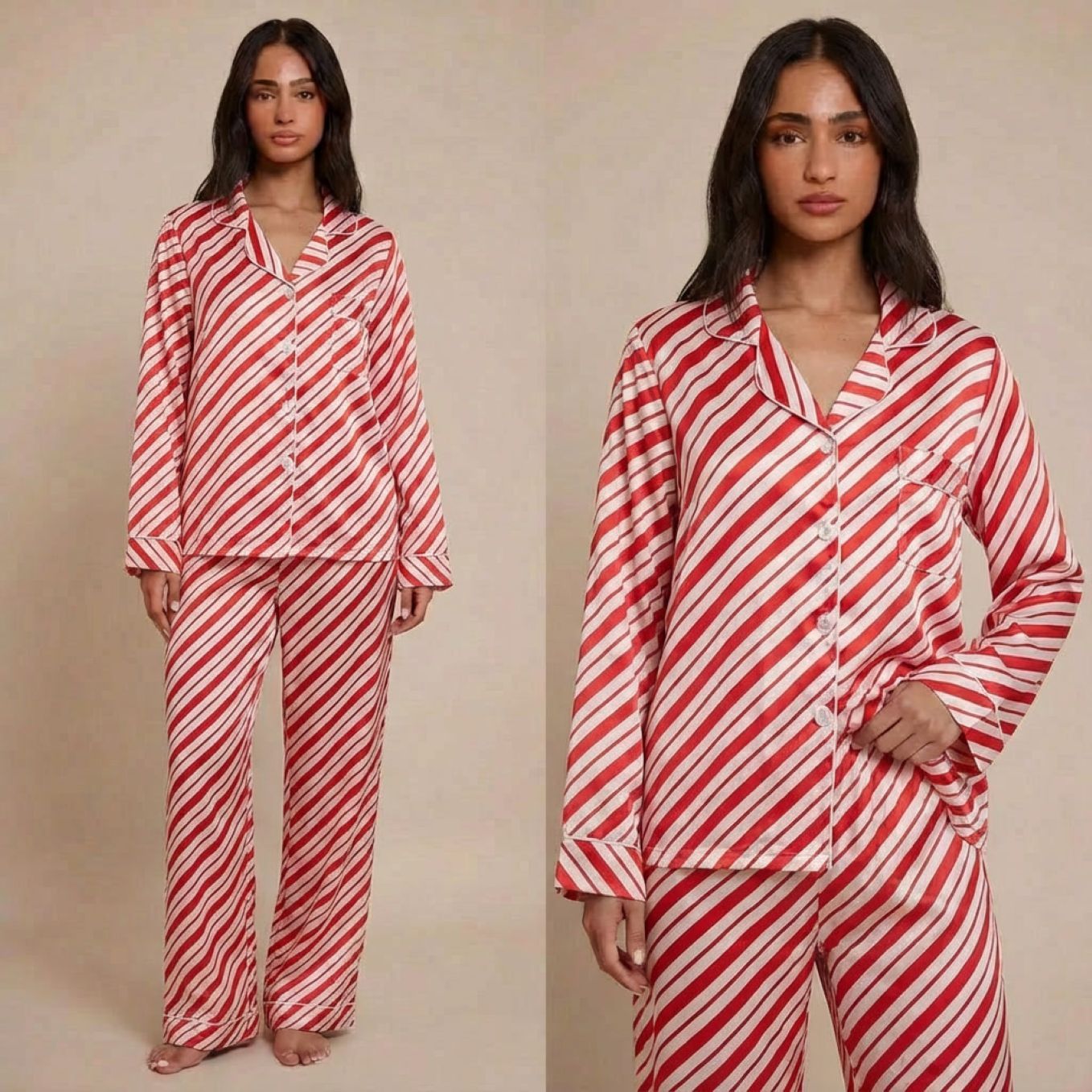 Pyjama de Noël femme 2 pièces bonhomme de neige & canne à sucre