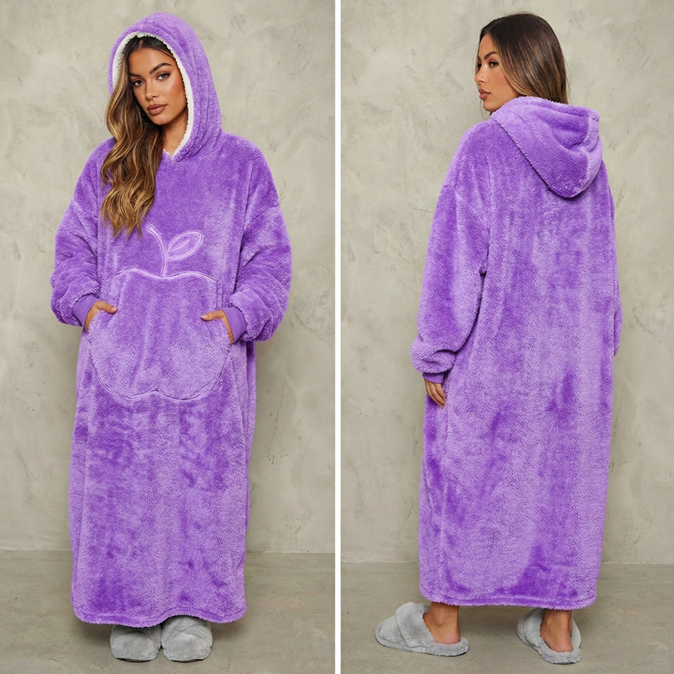 Sweat plaid long violet pilou pilou oversize confortable