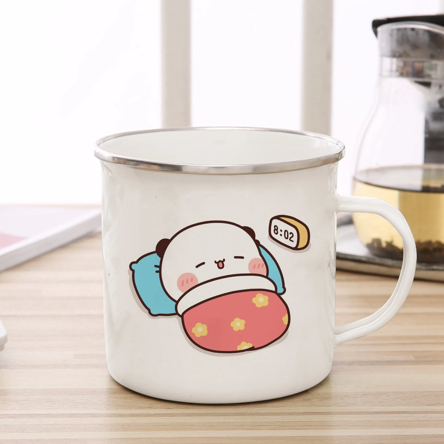Tasse émaillée panda kawaii amour illustration mug 360 ml hiver printemps 2026
