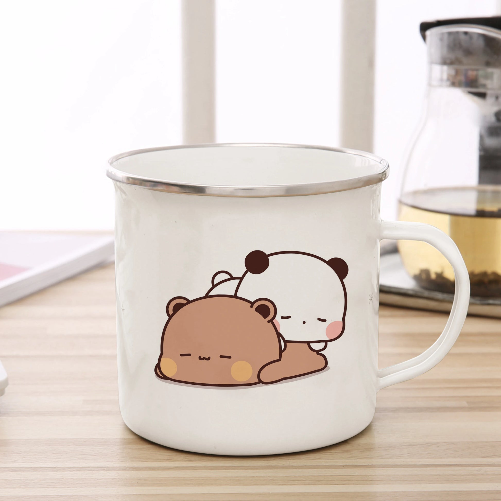 Tasse émaillée panda kawaii avec cœurs rouges mug 360 ml hiver printemps 2026