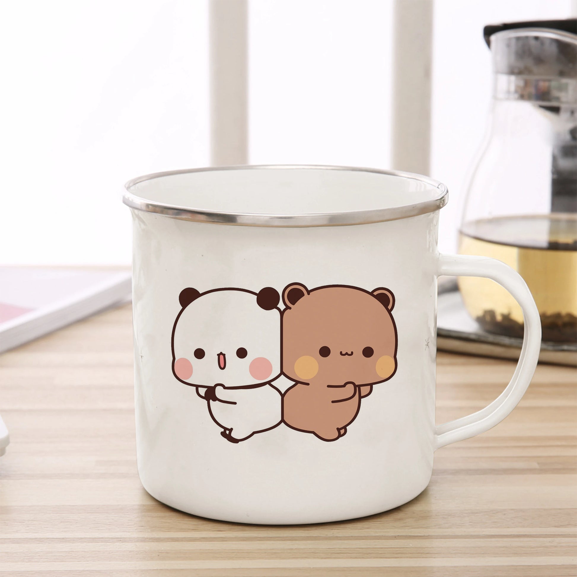 Tasse émaillée panda kawaii couple cute mug 360 ml hiver printemps 2026