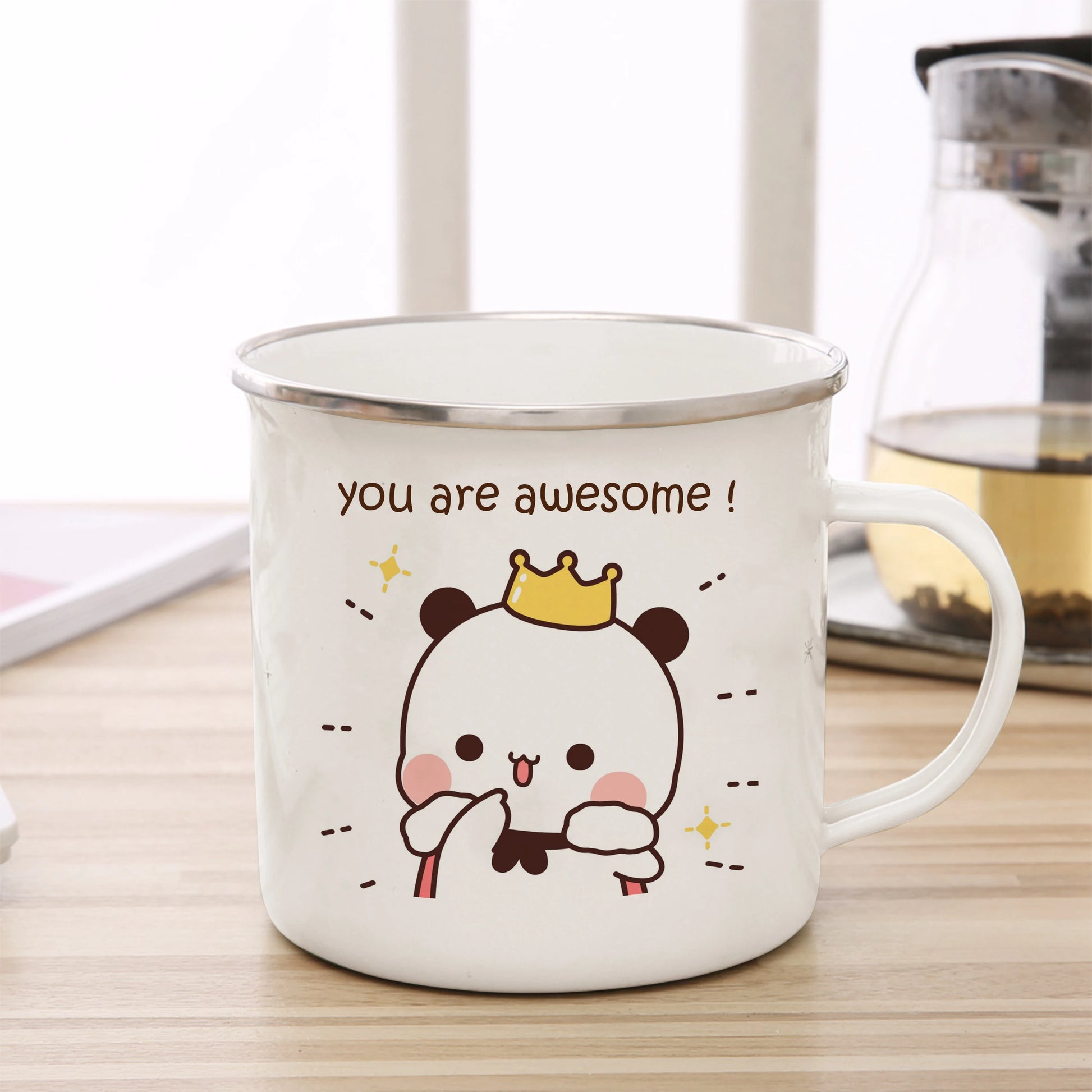Tasse émaillée panda kawaii dessin cute mug 360 ml hiver printemps 2026