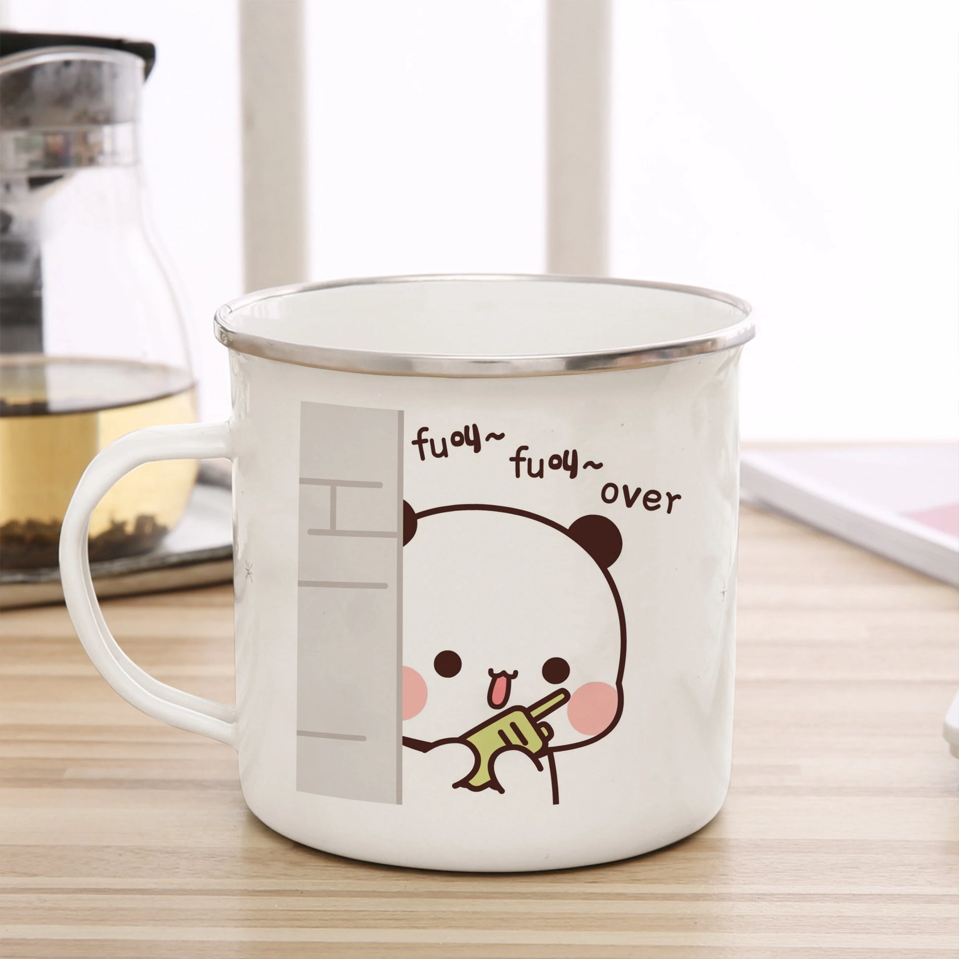 Tasse émaillée panda kawaii illustration mignonne mug 360 ml hiver printemps 2026