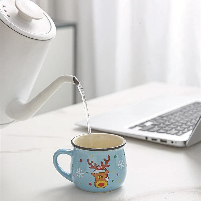 Tasse de Noël en céramique renne décoration bureau mug hiver 2026