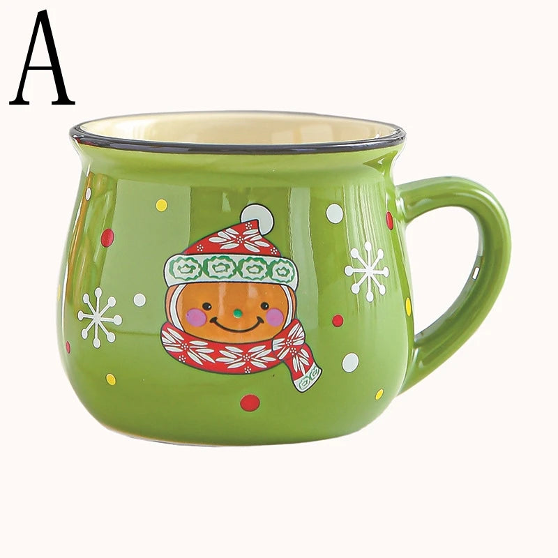 Tasse de Noël en céramique verte Père Noël illustration mug hiver 2026